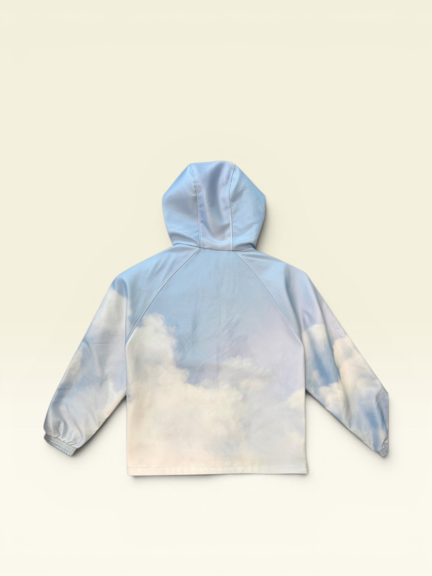 Water-repellent jacket with cloud artwork