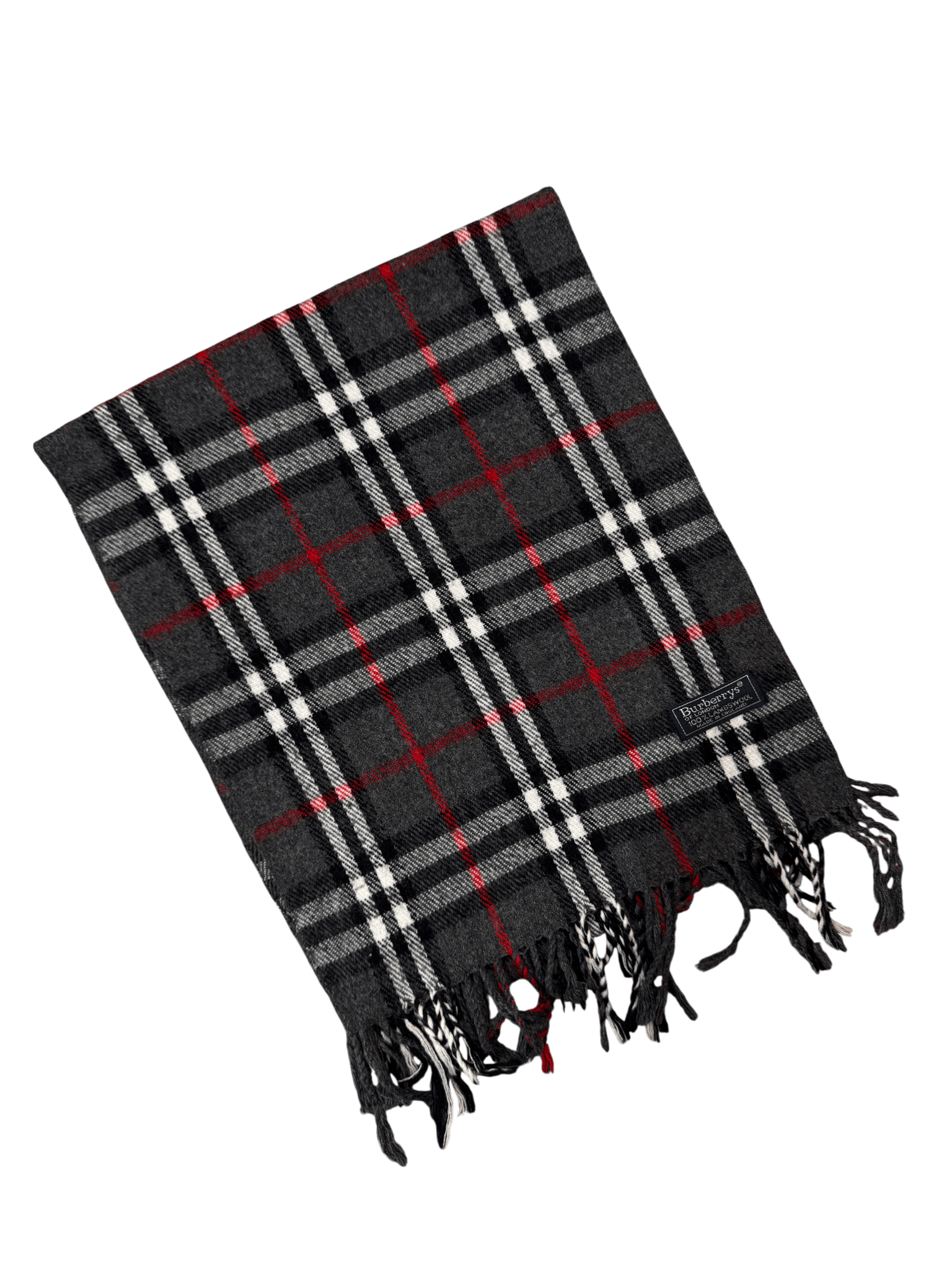Burberry Vintage Scarf – Grey Check – 100% Lambswool
