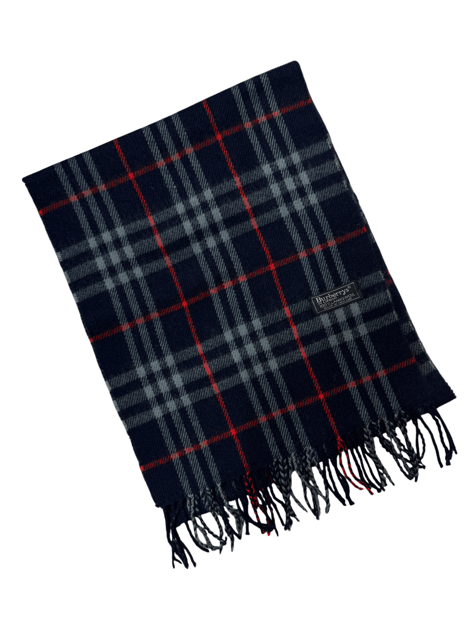 Vintage Burberry Navy Check Scarf – Lambswool