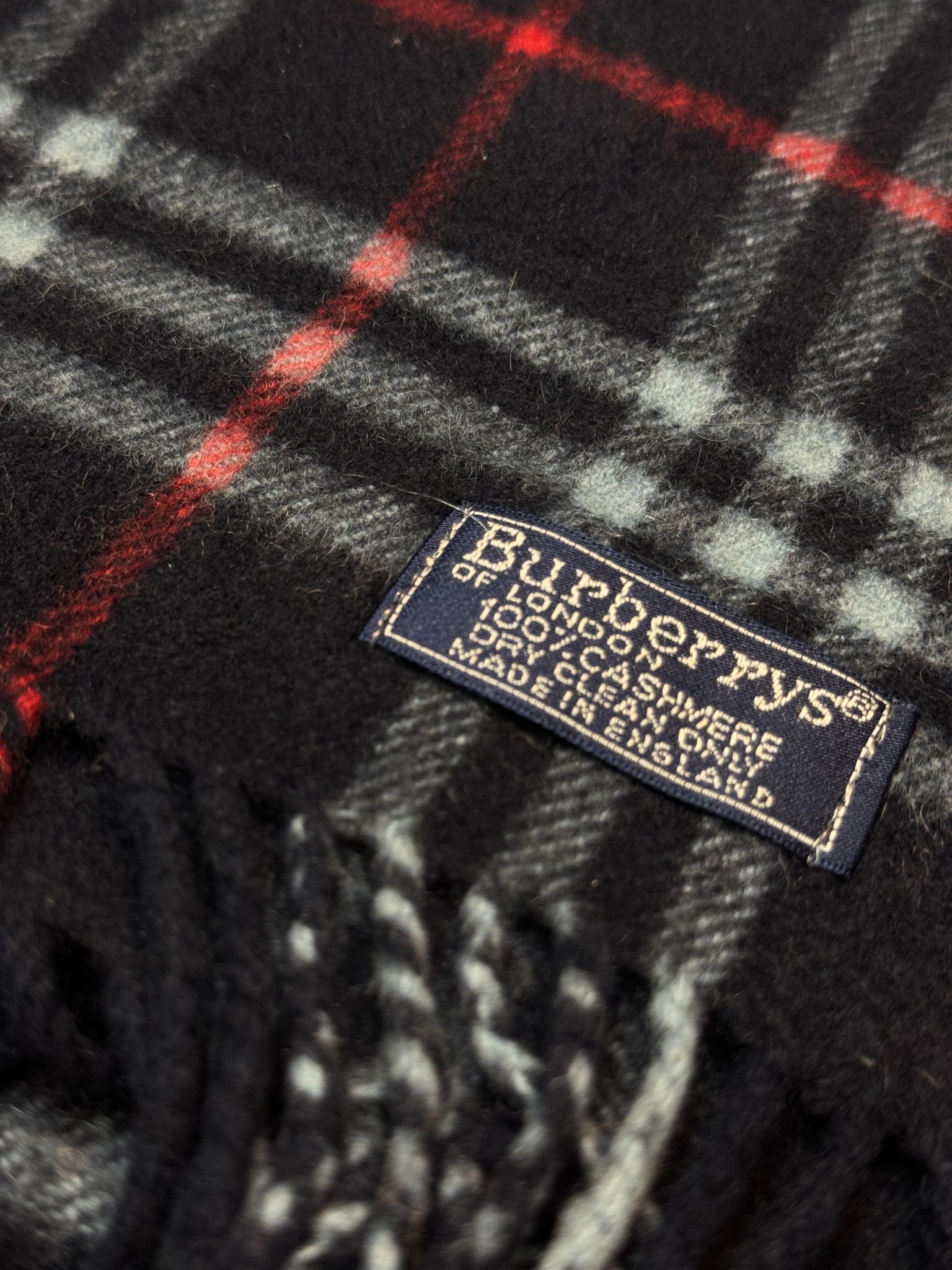 Burberry Vintage Scarf – Royal Blue Check – 100% Cashmere