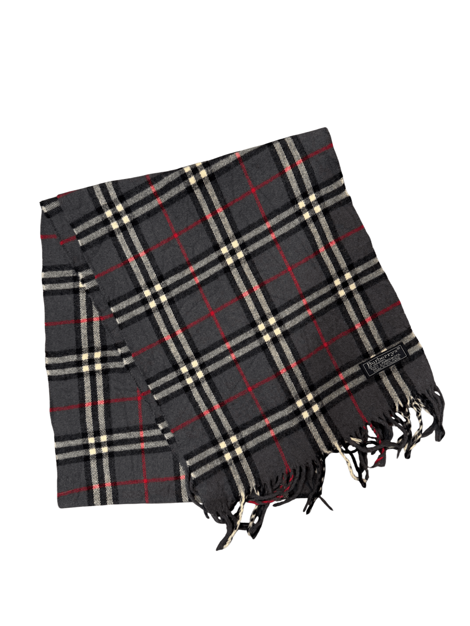 Burberry Vintage Scarf – Grey Check – 100% Lambswool