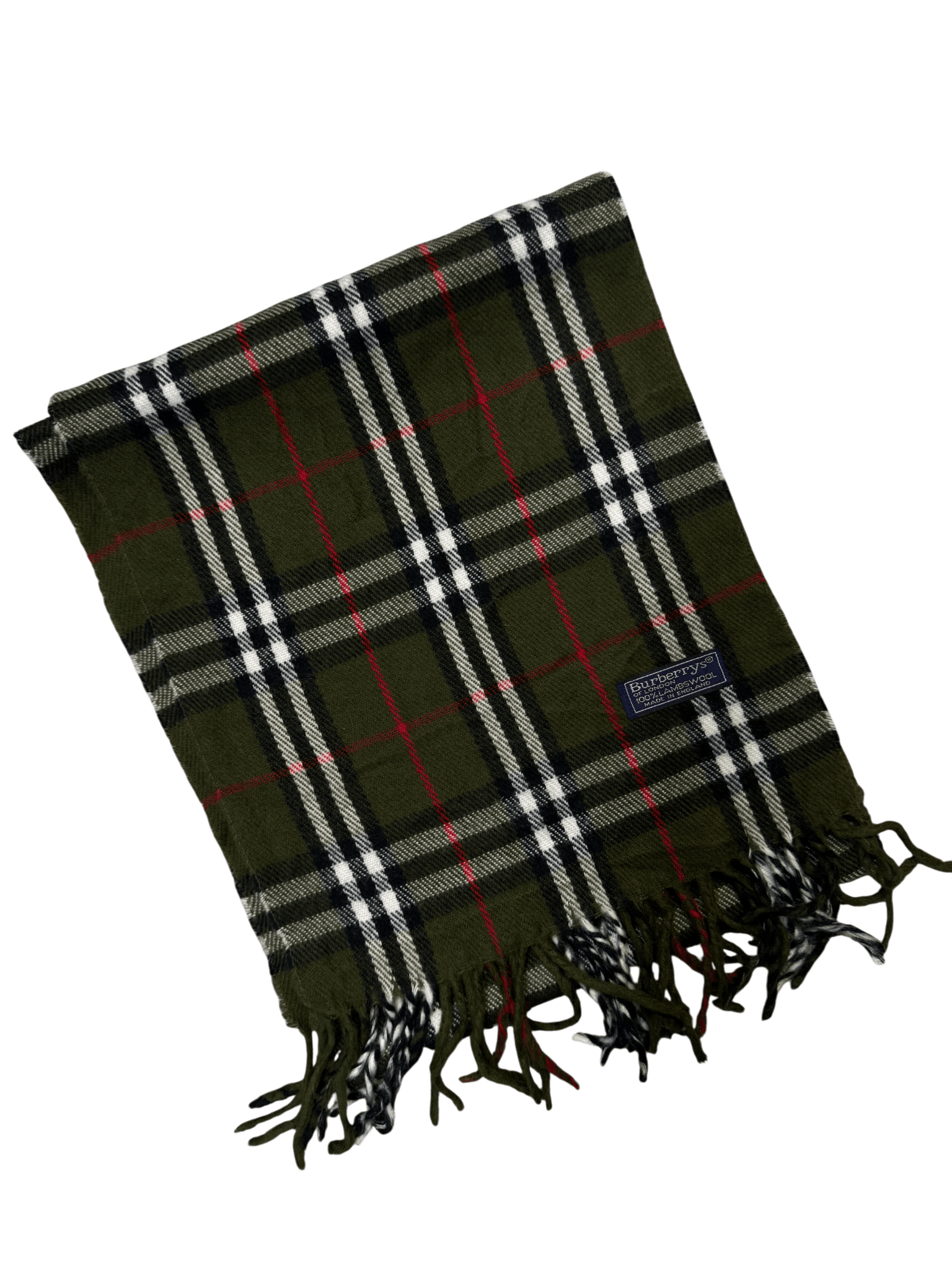 Burberry Vintage Scarf – Forest Green Check – 100% Lambswool