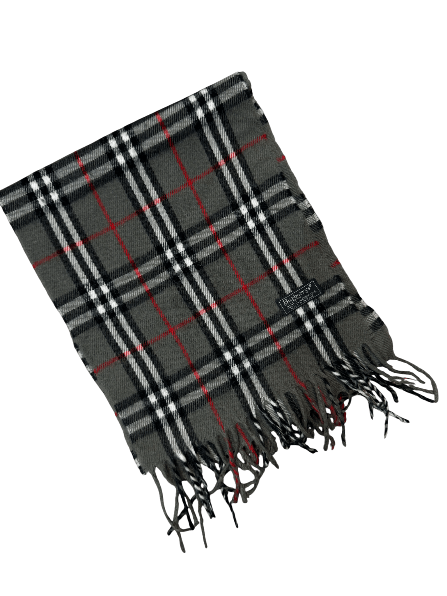 Burberry Vintage Scarf – Grey Check – 100% Lambswool