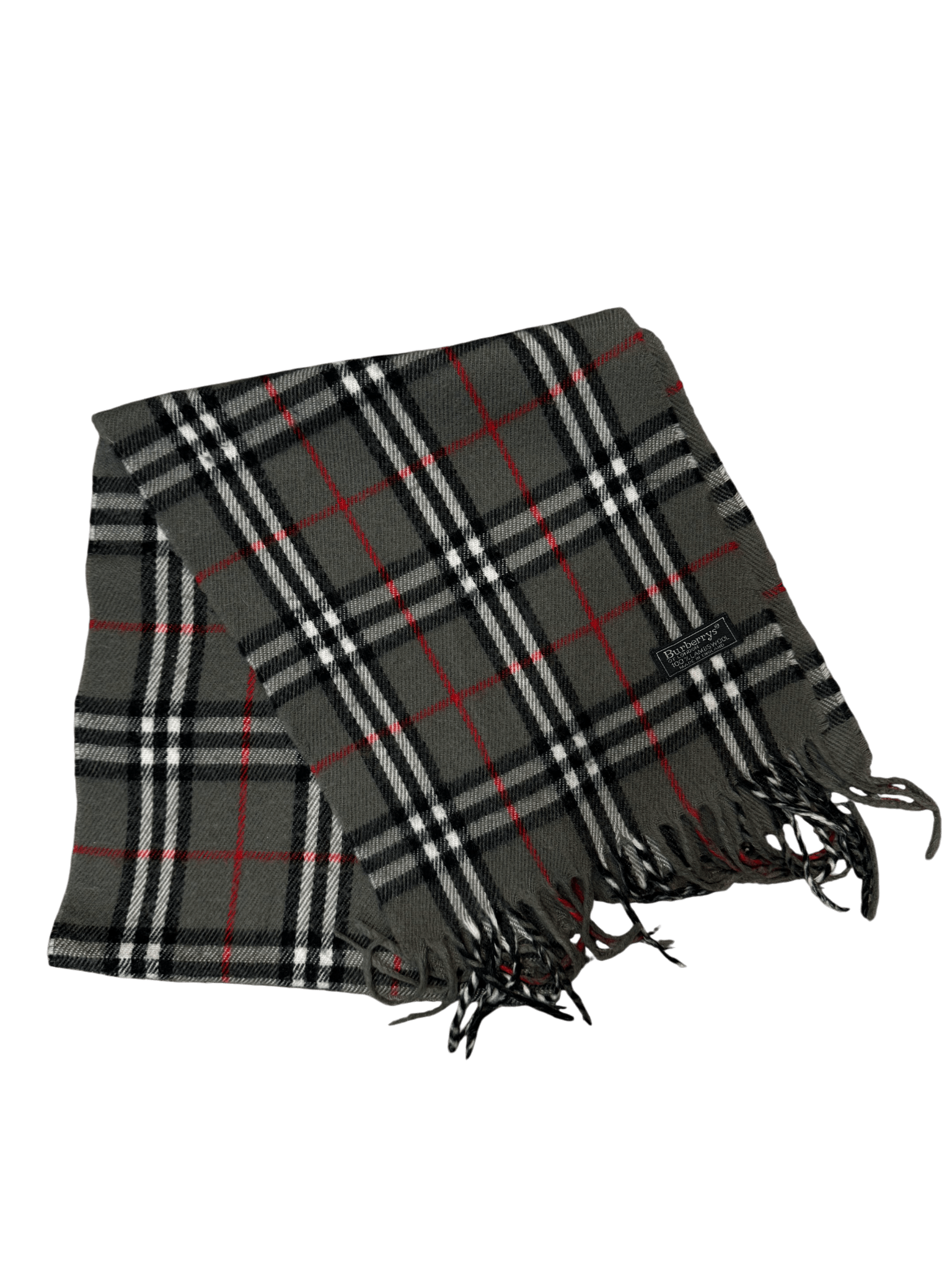 Burberry Vintage Scarf – Grey Check – 100% Lambswool