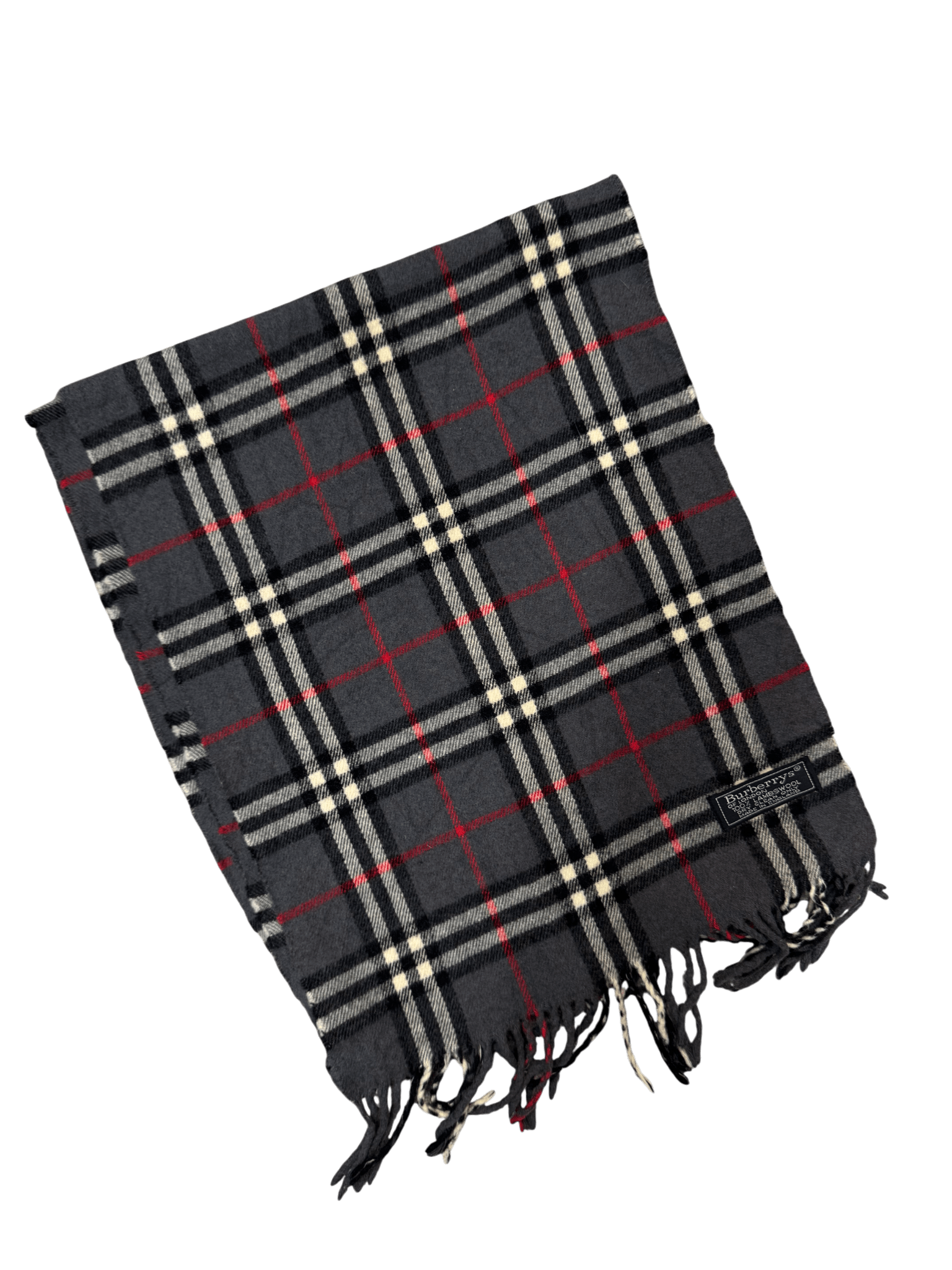 Burberry Vintage Scarf – Grey Check – 100% Lambswool