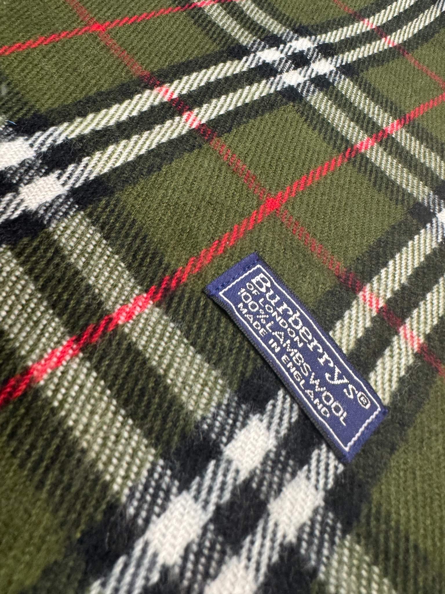 Burberry Vintage Scarf – Forest Green Check – 100% Lambswool