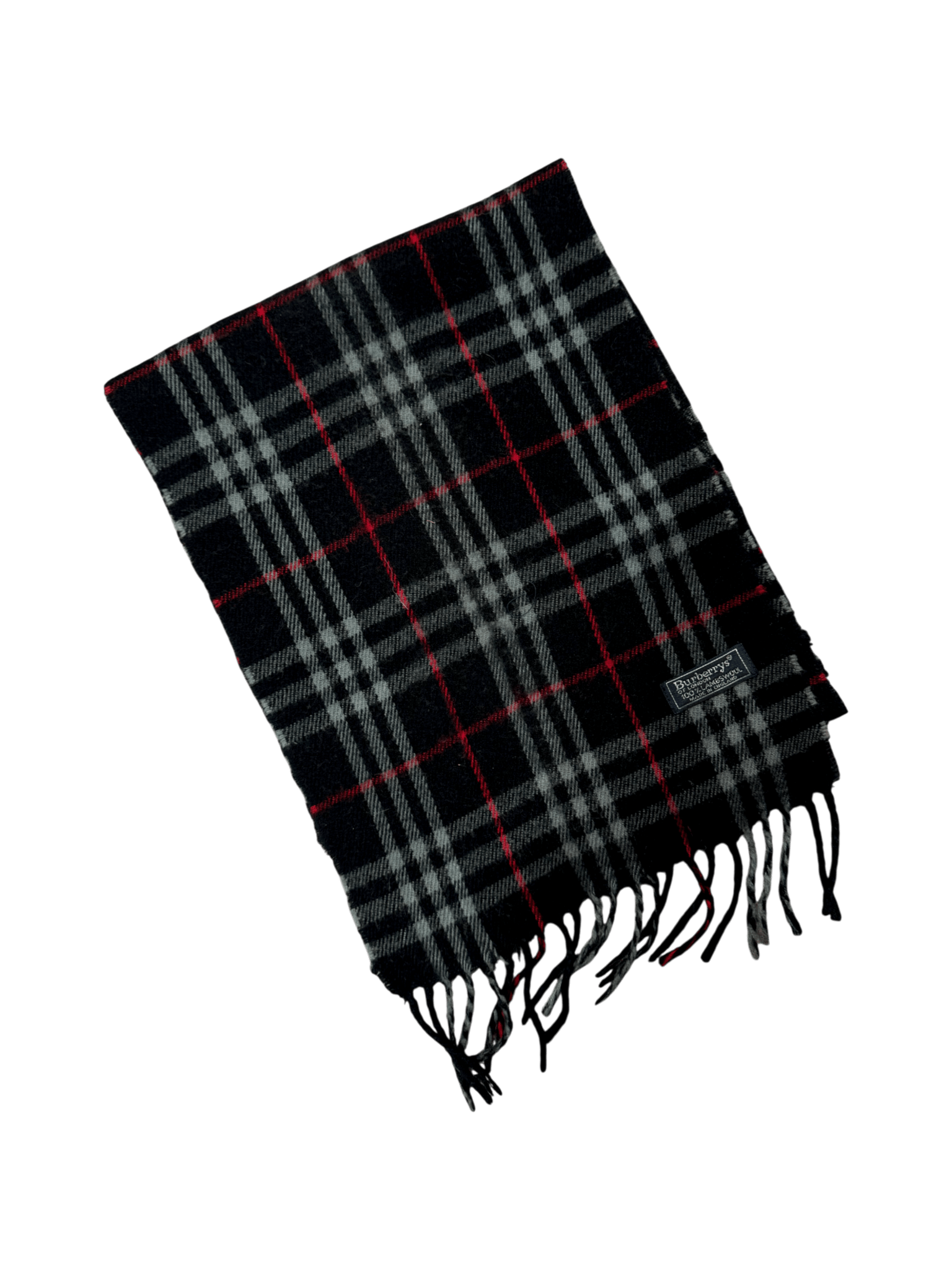 Burberry Vintage Scarf – Black Check – 100% Lambswool