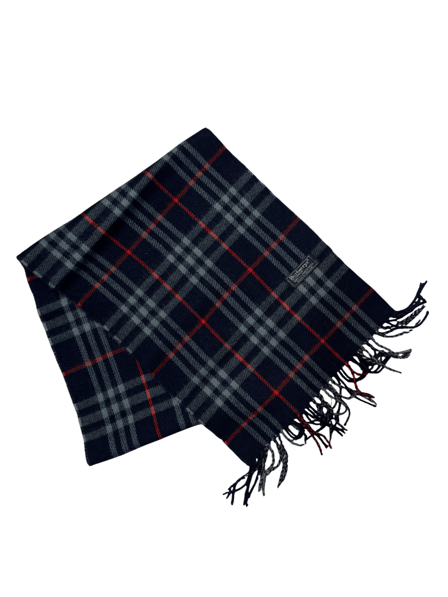 Vintage Burberry Navy Check Scarf – Lambswool