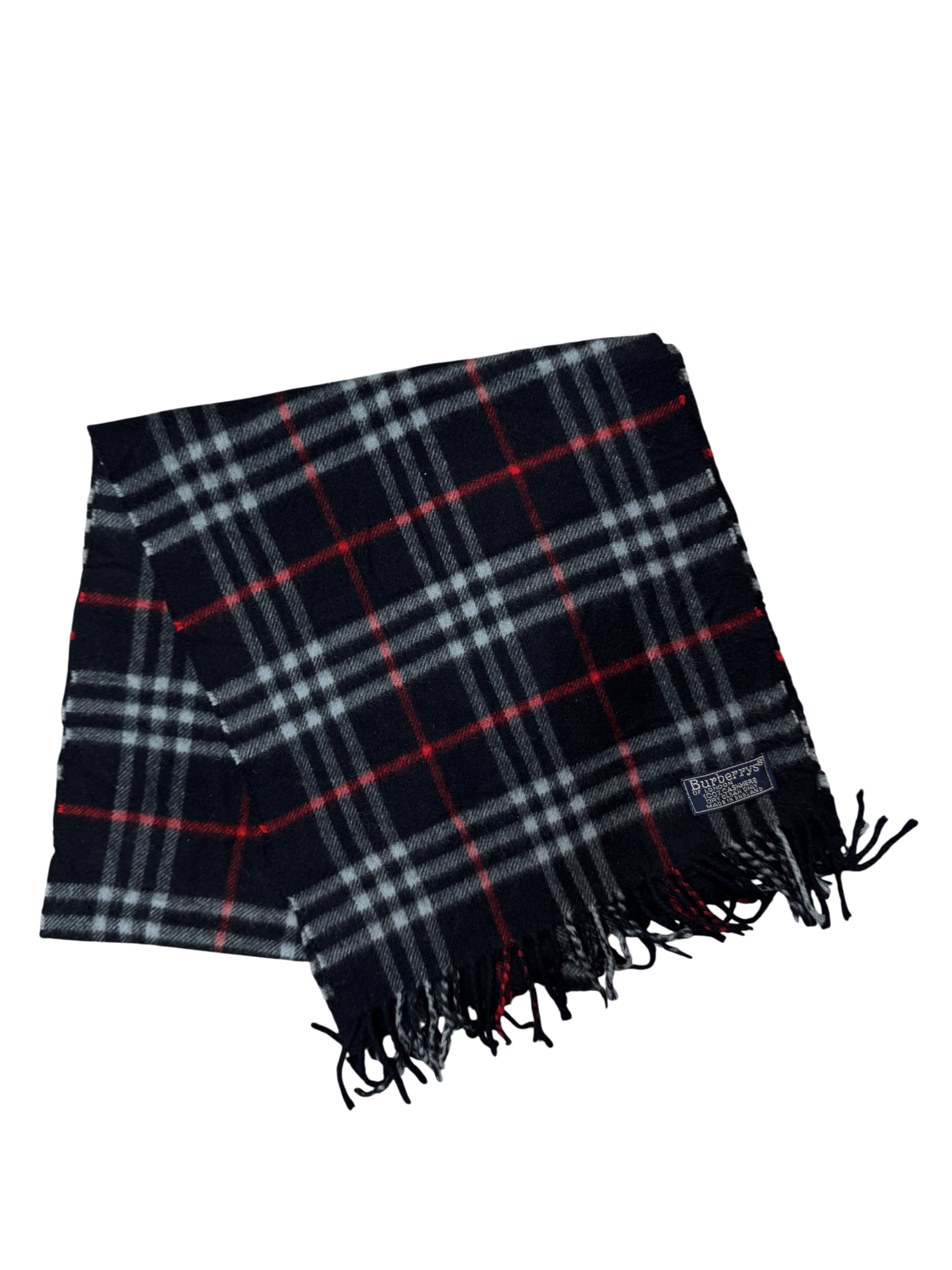 Burberry Vintage Scarf – Royal Blue Check – 100% Cashmere