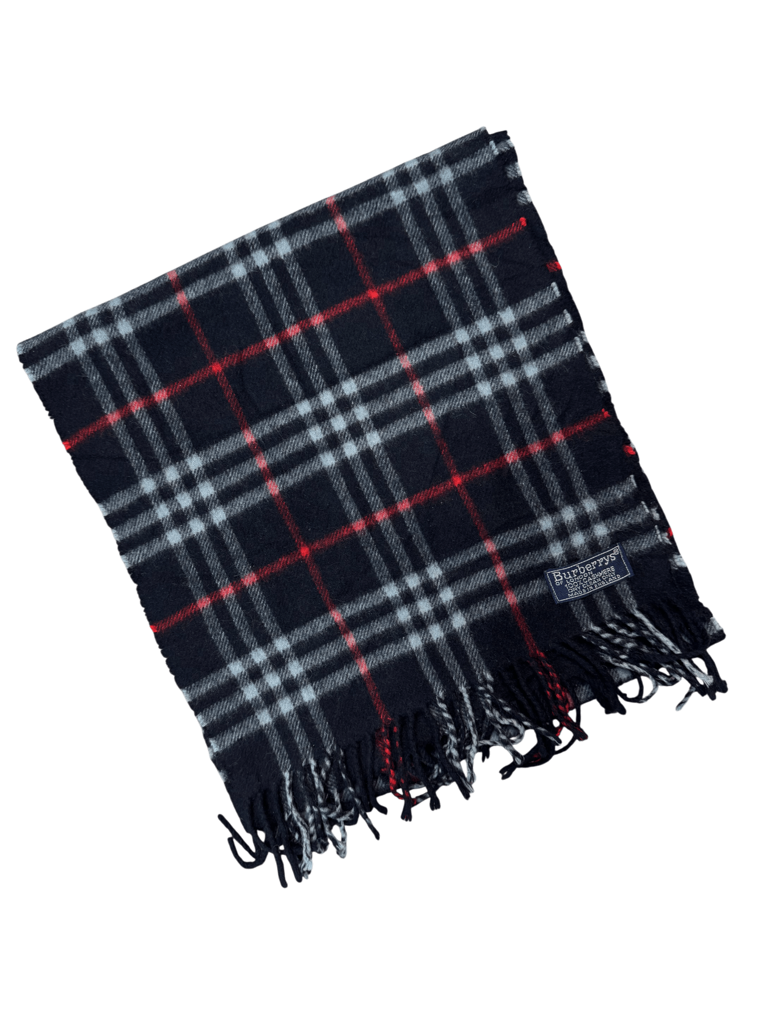 Burberry Vintage Scarf – Royal Blue Check – 100% Cashmere