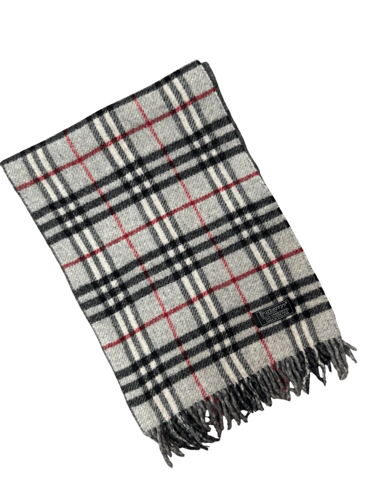 Burberry Vintage Scarf – Light Grey Check – 100% Lambswool