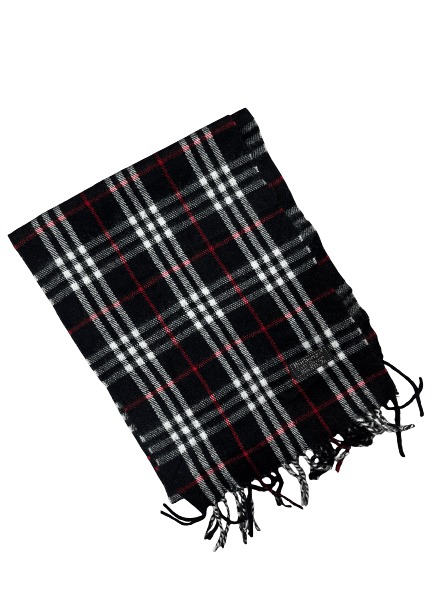 Burberry Vintage Scarf – Black / White Check – 100% Lambswool