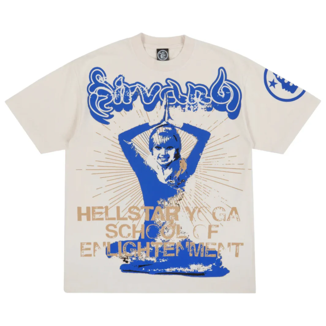 Hellstar Studios Yoga Tee "CREAM/BLUE"