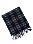 Vintage Burberry Scarf Navy Check – 100% Lambswool