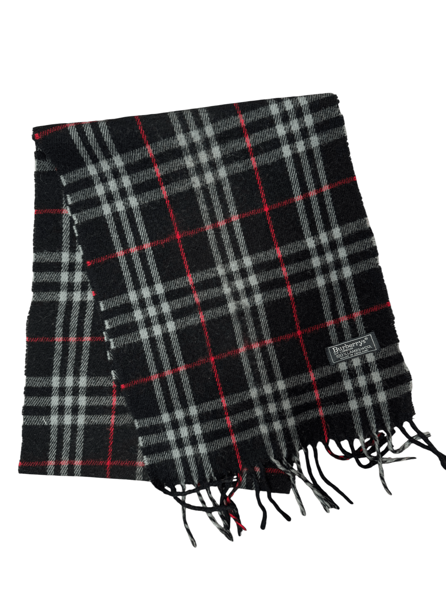 Burberry Vintage Scarf – Black Check – 100% Lambswool