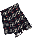 Vintage Burberry Scarf Navy Check – 100% Lambswool