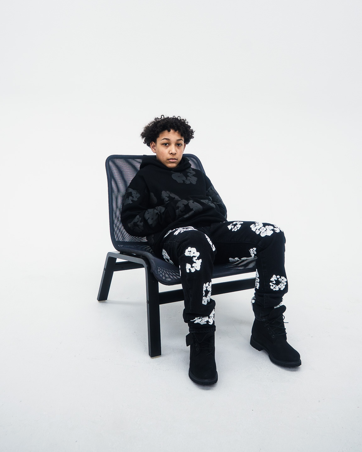 Denim Tears Cotton Wreath Hoodie Black Monochrome