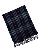 Vintage Burberry Navy Check Scarf – Lambswool