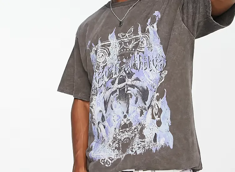 Reclaimed Vintage Grå Tshirt Med Tryck
