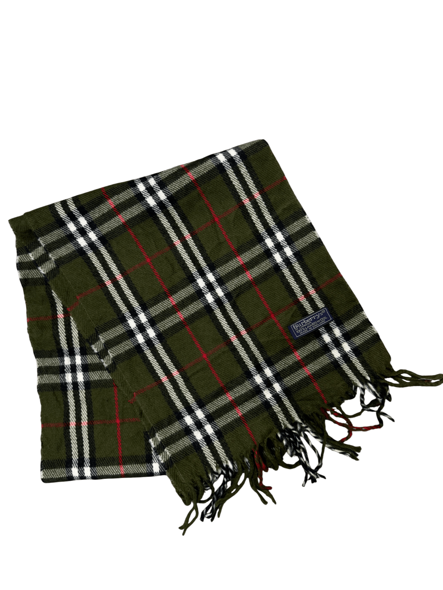 Burberry Vintage Scarf – Forest Green Check – 100% Lambswool