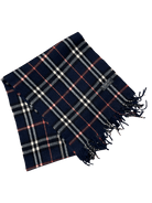 Burberry Vintage 100% Lambswool Scarf – Plain Dark Navy Check