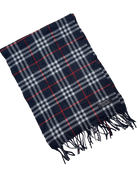 Vintage Burberry Scarf Dark Navy Check – 100% Cashmere