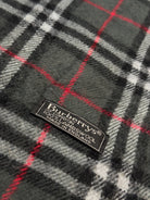 Burberry Vintage Scarf – Grey Khaki Check – 100% Lambswool