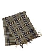 Burberry Vintage Scarf – Khaki Beige Check – 100% Cashmere