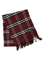 Burberry Vintage Scarf – Wine Red Check – 100% Lambswool