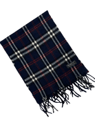 Vintage Burberry Scarf – Navy Tartan Check – 100% Lambswool
