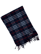 Burberry Vintage 100% Lambswool Scarf – Dark Navy Check