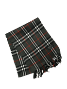 Burberry Vintage Scarf – Charcoal Grey Check – 100% Lambswool