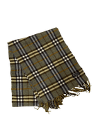 Burberry Vintage Scarf – Khaki Beige Check – 100% Lambswool