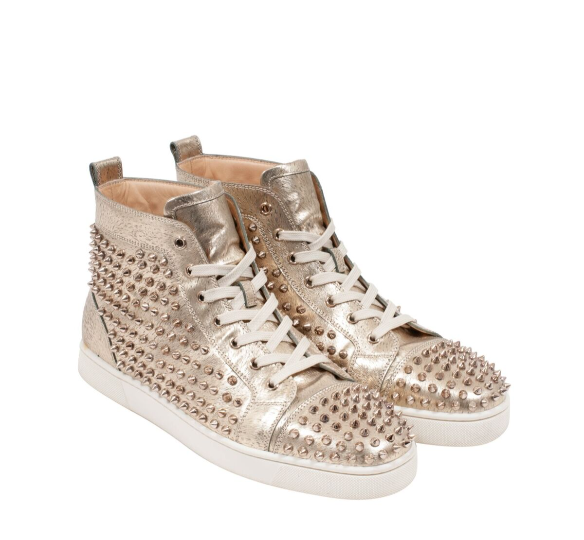 Christian Louboutin Louis Flat Spike Platinum High Top