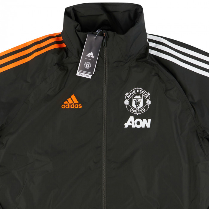 2020-21 Manchester United adidas Storm Jacket Black/Orange White Stripe