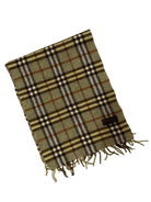 Burberry Vintage Scarf – Khaki Beige Check – 100% Cashmere