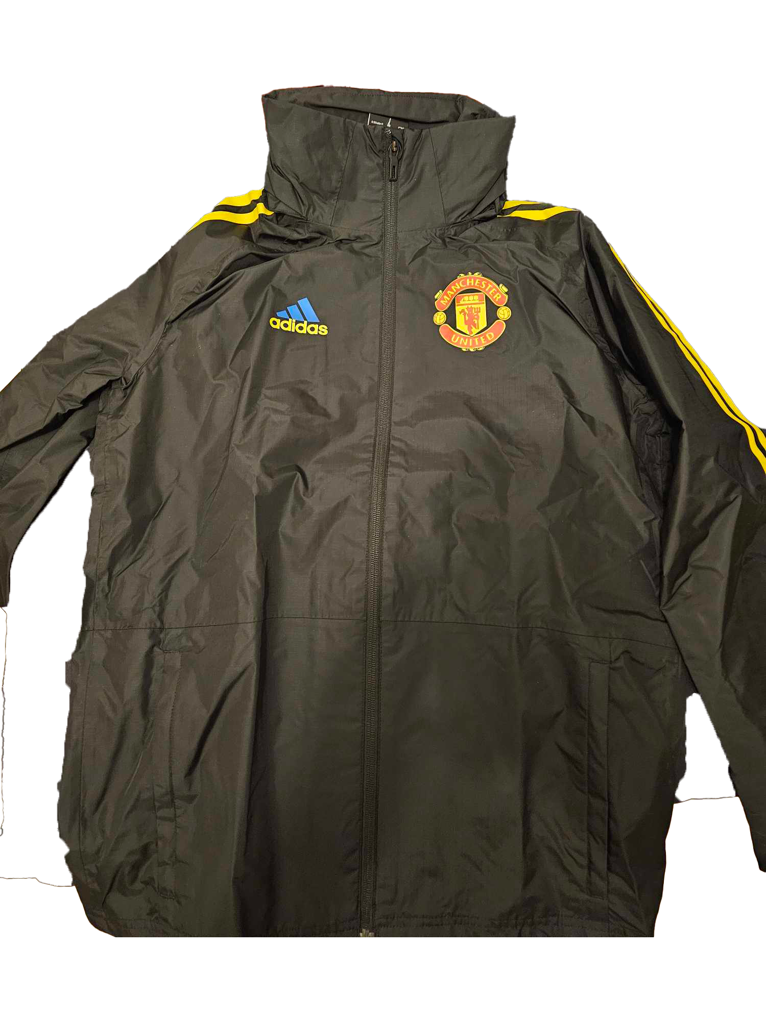 2021-22 Manchester United Player Issue Storm Jacket Black/Yellow Stripe