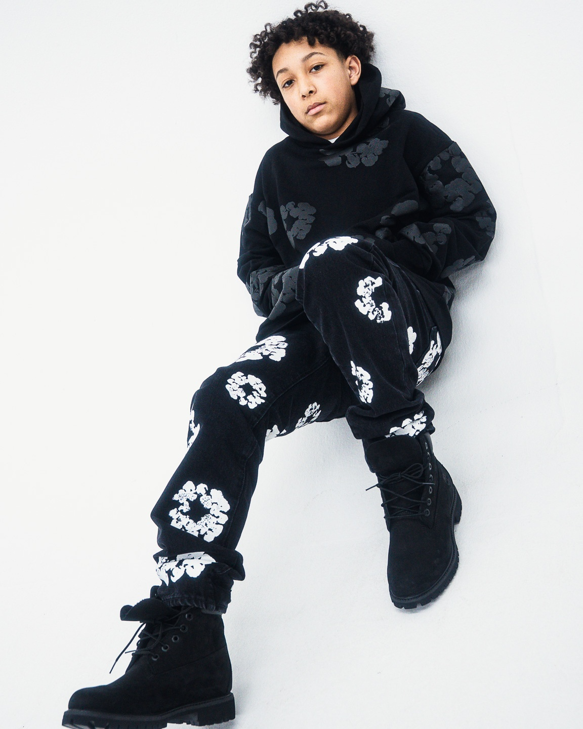 Denim Tears Cotton Wreath Hoodie Black Monochrome