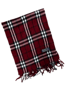 Burberry Vintage Scarf – Wine Red Check – 100% Lambswool