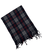 Burberry 100% Cashmere Scarf – Navy Check – Made in England