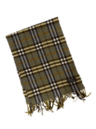 Burberry Vintage Scarf – Khaki Beige Check – 100% Lambswool