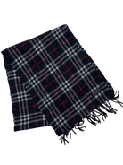 Vintage Burberry Scarf Dark Navy Check – 100% Cashmere