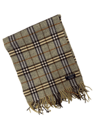 Burberry Vintage Scarf – Khaki Beige Check – 100% Cashmere