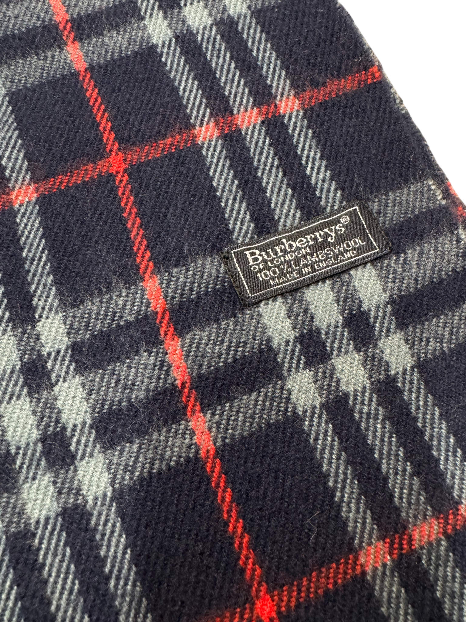 Vintage Burberry Navy Check Scarf – Lambswool