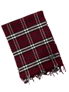 Burberry Vintage Scarf – Wine Red Check – 100% Cashmere