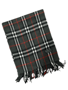 Burberry Vintage Scarf – Charcoal Grey Check – 100% Lambswool