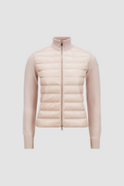 Moncler Women's Light Pink Padded Wool Zip-Up Cardigan