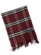 Burberry Vintage Scarf – Wine Red Check – 100% Lambswool