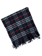Burberry Vintage Scarf – Royal Blue Check – 100% Cashmere