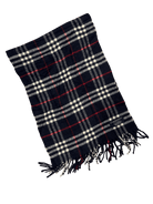 Vintage Burberry Scarf Navy Check – 100% Lambswool